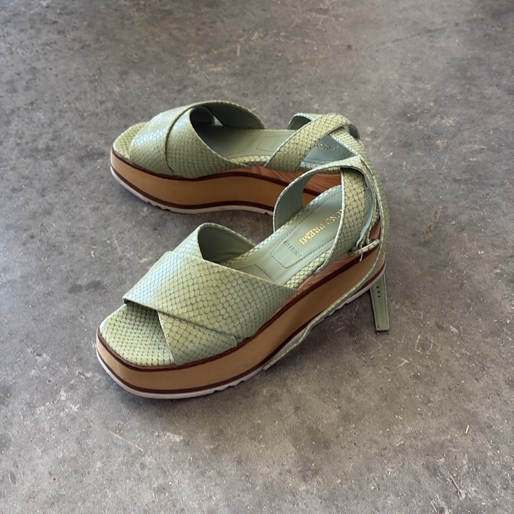 Anthropologie Green Platform Sandals - Picture 3 of 8